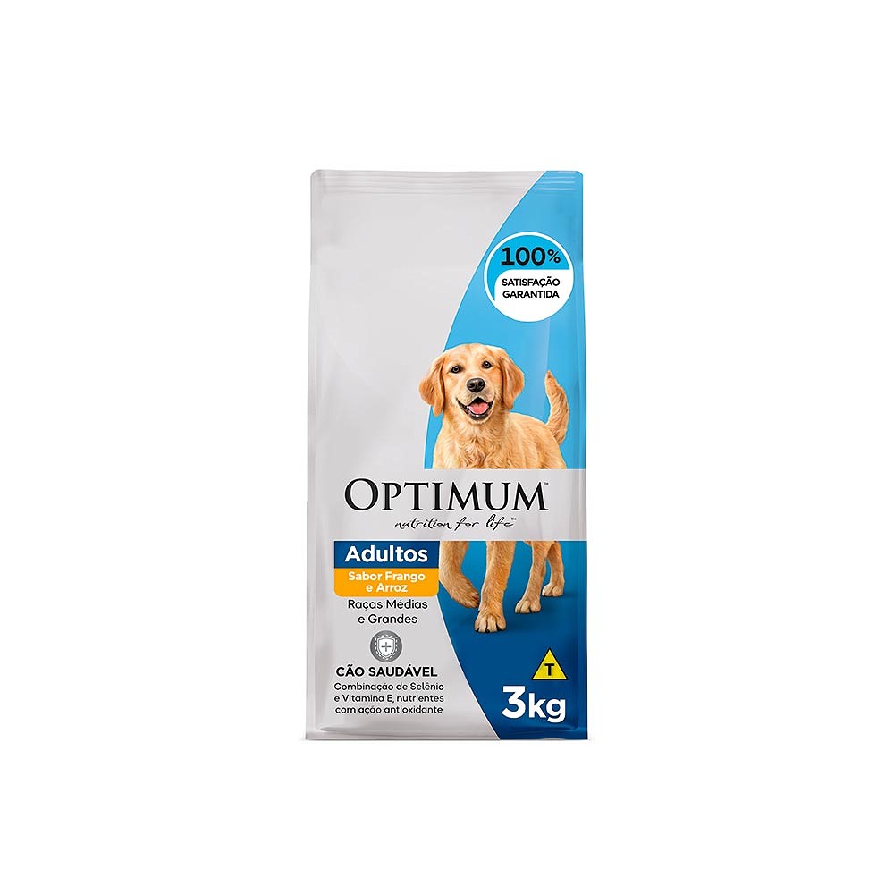 Ração Optimum para Cães Adultos de Raças Médias e Grandes sabor Frango e Arroz