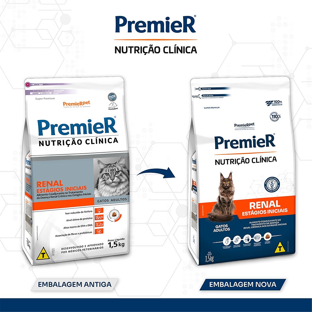 Ração Premier Nutrição Clínica Renal Estágios Iniciais para Gatos