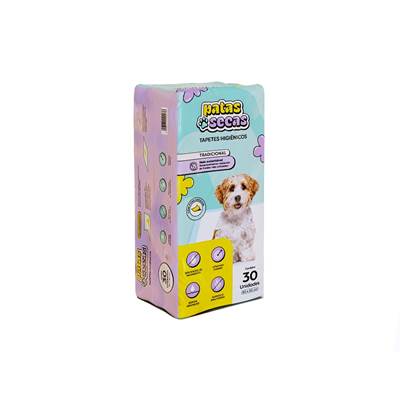 Tapete Higiênico Patas Secas Tradicional 80x60cm para Cães 30 unidades