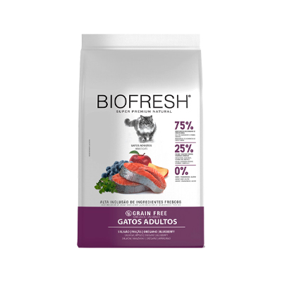 Ração Biofresh para Gatos Adultos Sabor Salmão, Maçã, Orégano e Blueberry