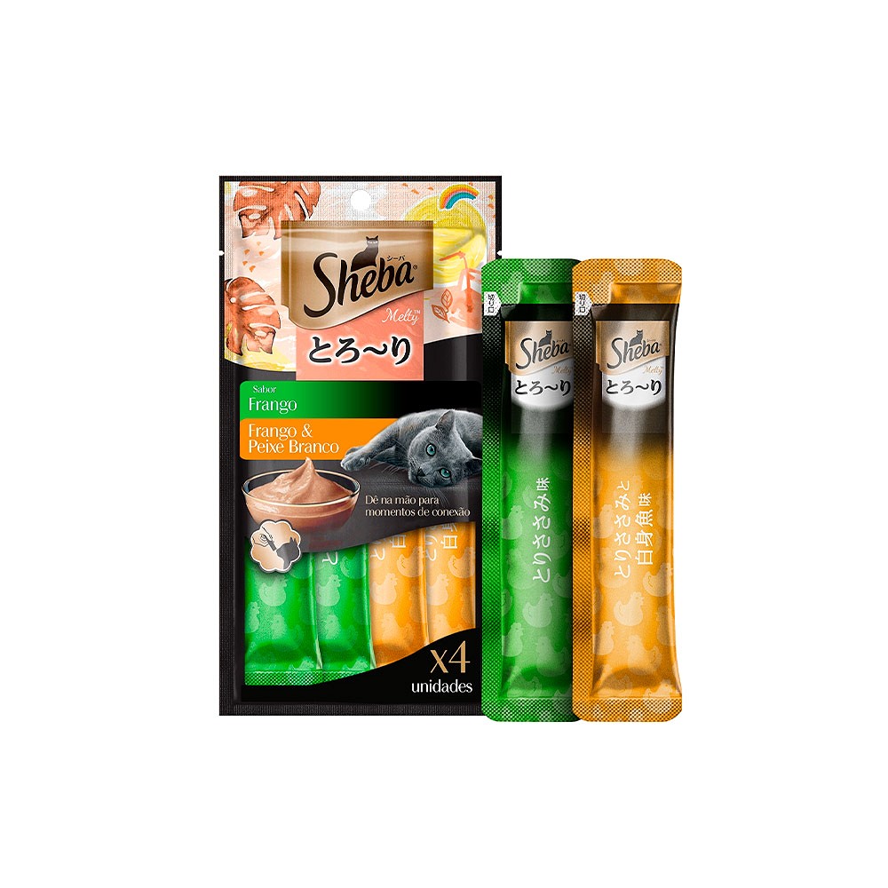 Snack Sheba Cremoso Frango e Peixe com 4 unidades