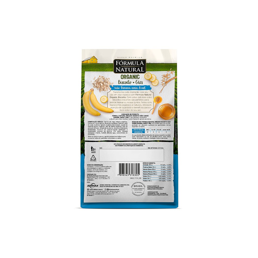 Biscoito Fórmula Natural Organic Banana para Cães Adultos