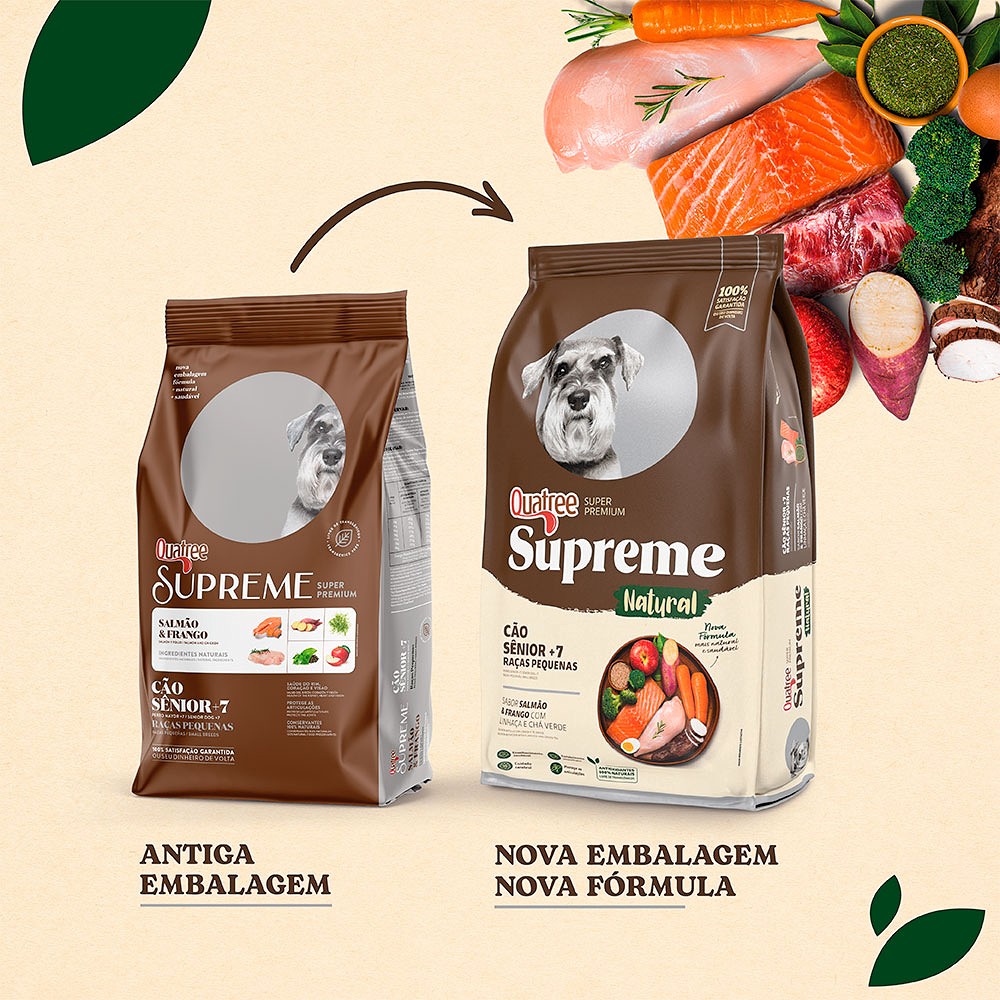 Ração Quatree Supreme para Cães Sênior +7 De Porte Pequeno sabor Salmão e Frango