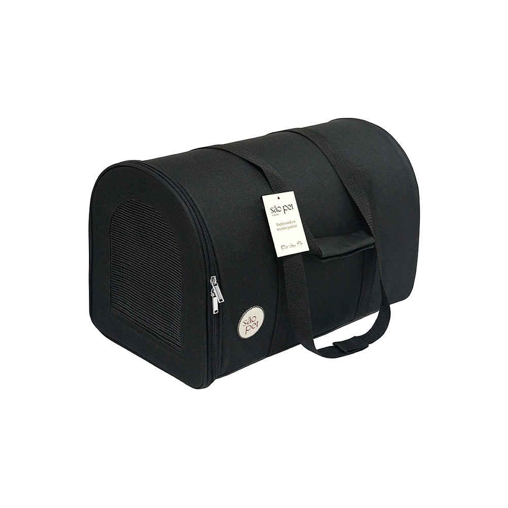 Bolsa de Transporte São Pet Nylon Liso para Cães e Gatos Preta