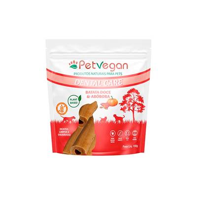 Snack PetVegan Dental Care para Cães Sabor Batata Doce e Abóbora 150g