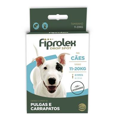 Antipulgas e Carrapatos Fiprolex Drop Spot para Cães 11kg a 20kg 1 pipeta