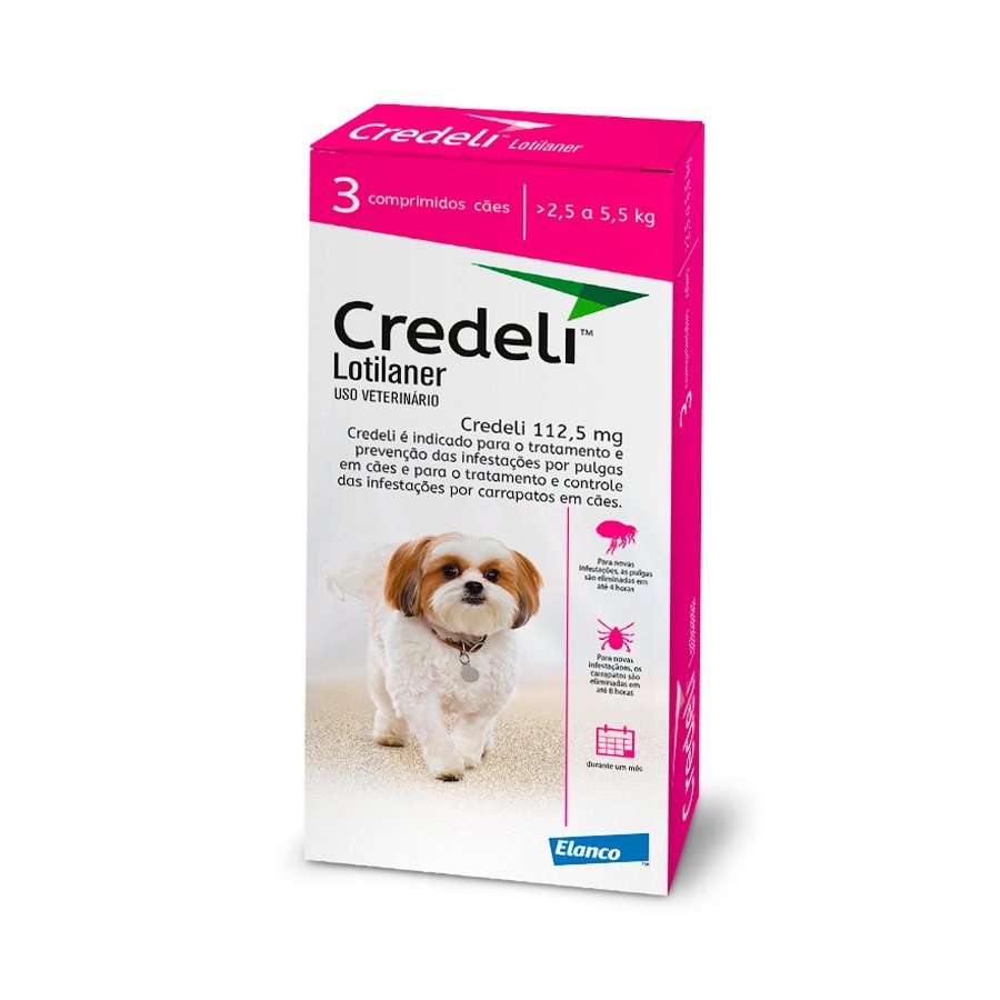 Antipulgas e Carrapatos Credeli para Cães de 2,5kg a 5,5kg - 112,5mg