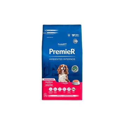 Ração Premier Ambientes Internos Dermacare para Cães Adultos Raças Pequenas sabor Salmão 12kg