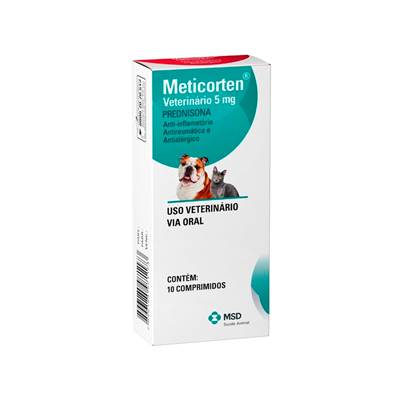 Anti-inflamatório Meticorten Veterinário - 10 Comprimidos 5mg