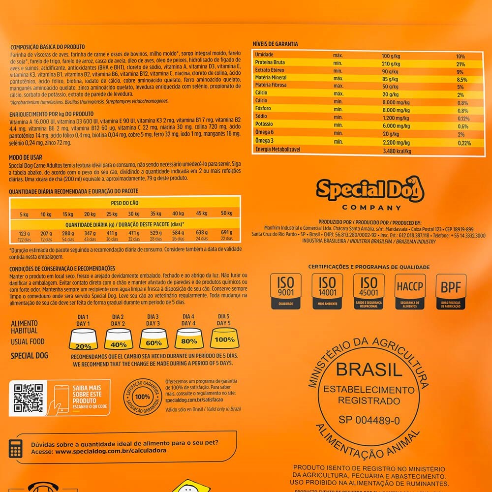 Ração Special Dog para Cães Adultos sabor Carne 