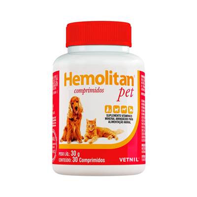 Suplemento Vitamínico Mineral Hemolitan Pet - 30 Comprimidos 30 comprimidos