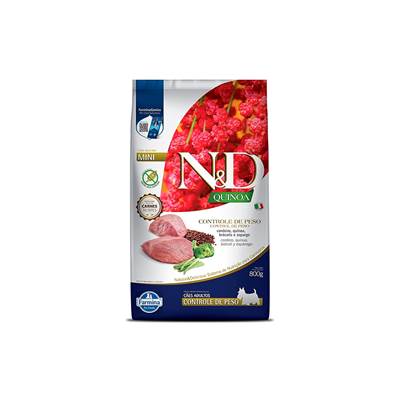 Ração N&D Quinoa Controle de Peso para Cães Adultos de Porte Mini e Pequeno sabor Cordeiro, Quinoa, Brócolis e Aspargo 2,5kg