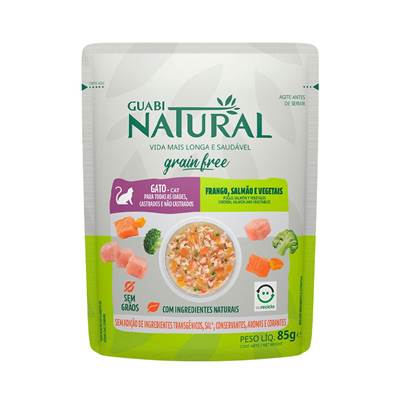 Ração Guabi Natural Grain Free Sachê para Gatos Adultos sabor Salmão & Frango