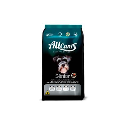 Ração Allcanis para Cães Sênior de Raças Pequenas sabor Frango, Carne e Arroz 10,1kg