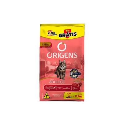 Ração Origens para Gatos Adultos sabor Carne Leve 11,1kg Pague 10,1kg