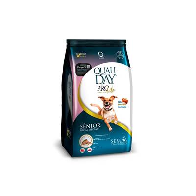 Ração Qualiday Pro Life Sabor Frango com Batata Doce para Cães Sênior Raças Médias e Grandes