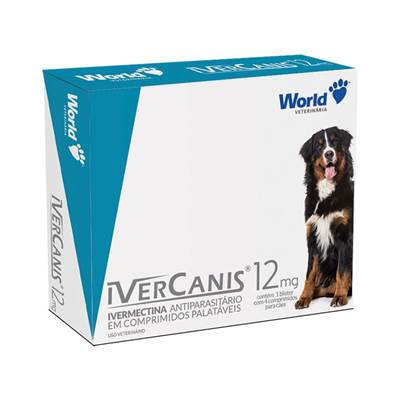 Antiparasitário IverCanis 12MG World para Cães de 60kg 4 comprimidos