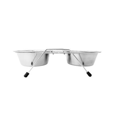 Comedouro Chalesco para Cães Duplo Inox Tam 2