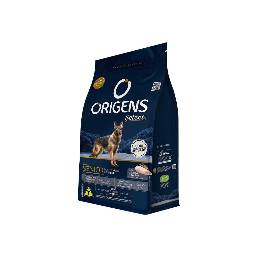 Ração Origens para Cães Sênior de Porte Médio e Grande Sabor Frango e Cereais Integrais
