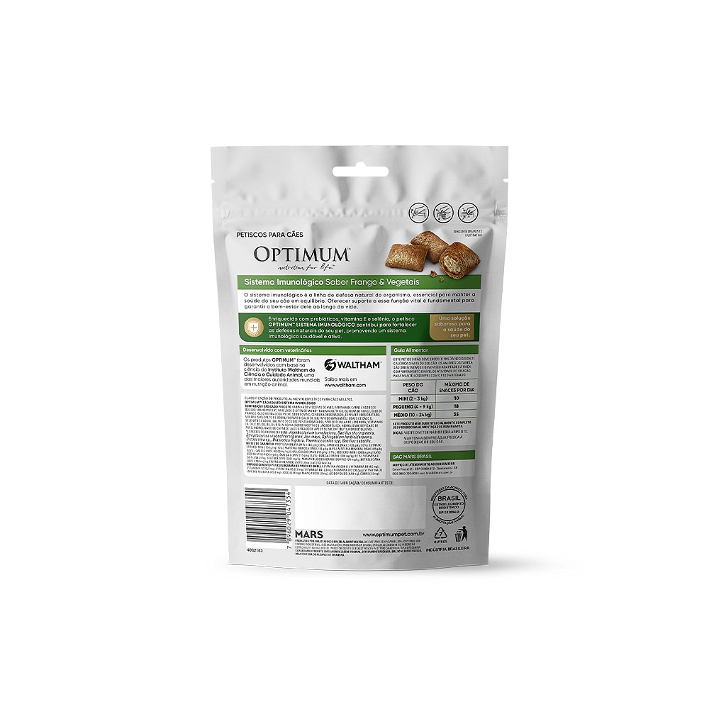 Petisco Optimum Sistema Imunológico sabor Frango e Vegetais para Cães Adultos
