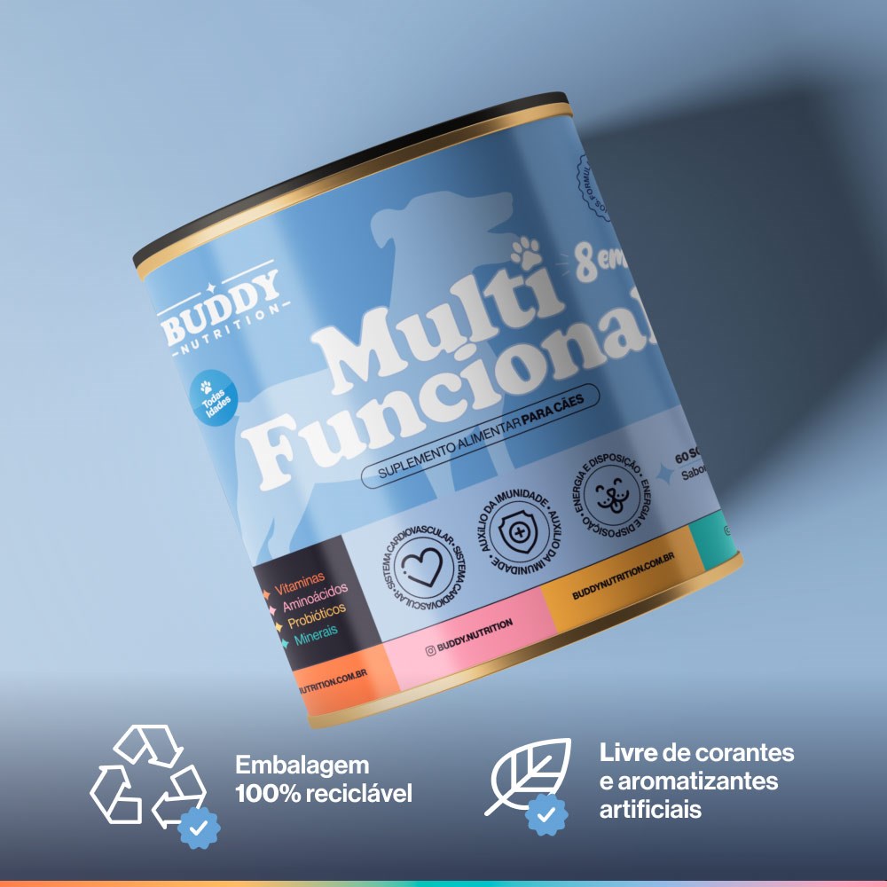 Suplemento Alimentar Buddy Nutrition Multi Funcional 8 em 1 Sabor Carne para Cães