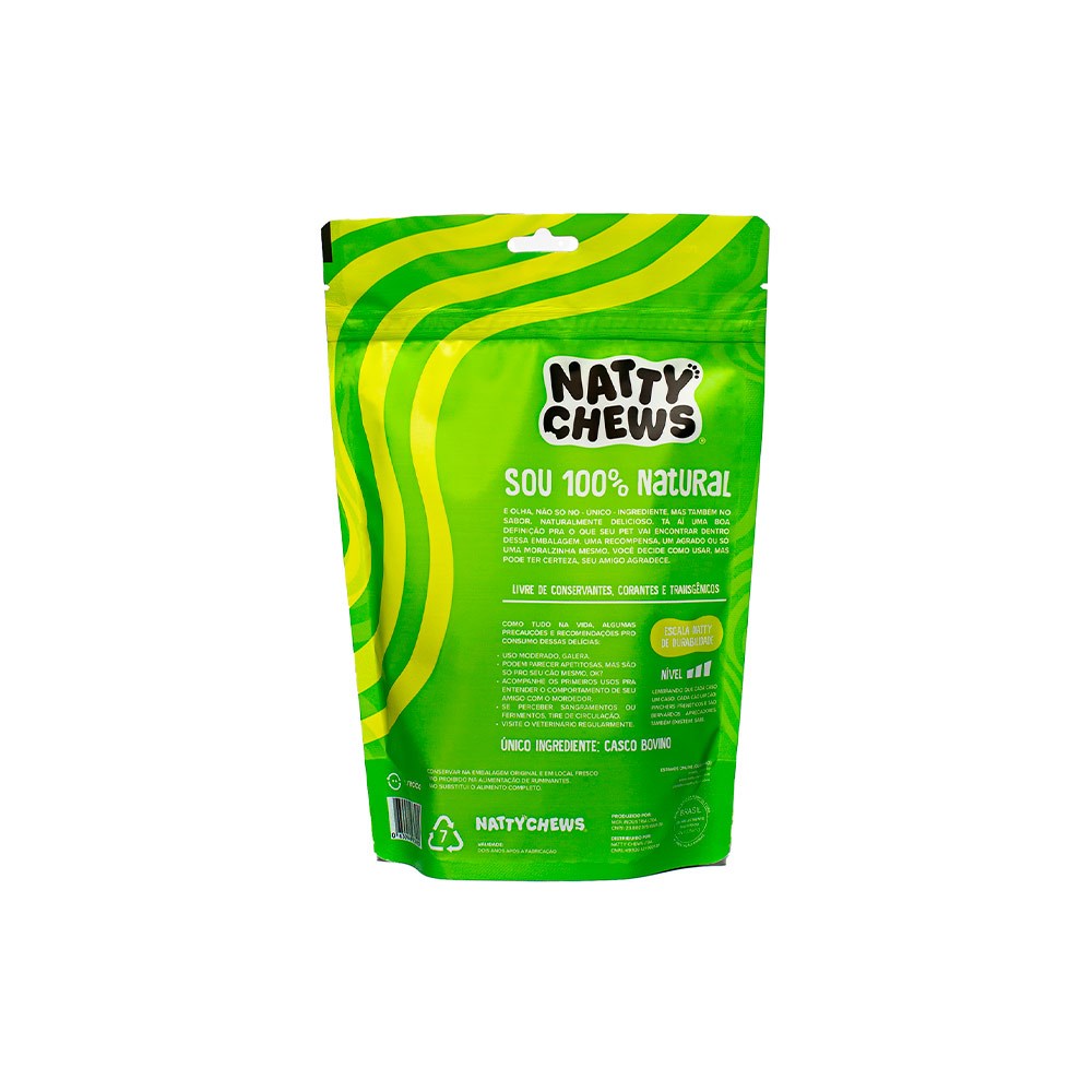 Osso Natty Chews Casco Bovino Natural para Cães - 3 Unidades