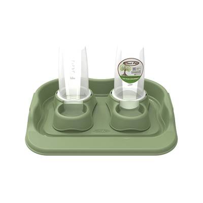 Comedouro Plast Pet Kit Flex Gourmet Eco Verde Oliva para Cães e Gatos 650ml