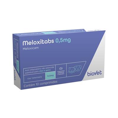 Anti-inflamatório Biovet Meloxitabs 0,5mg para Cães e Gatos 10 comprimidos