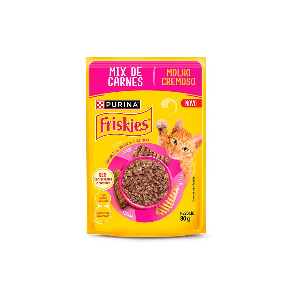 Ração Úmida Friskies Sachê para Gatos sabor Mix de Carne 
