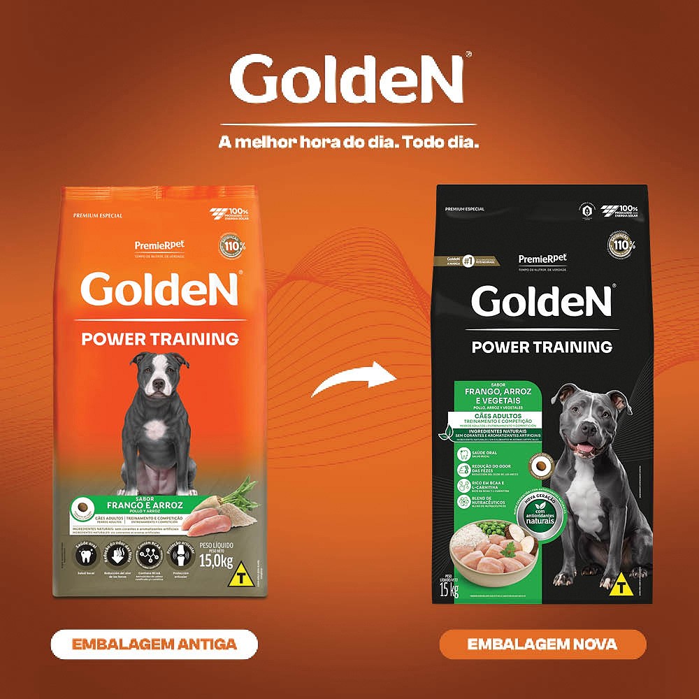 Ração Golden Power Training para Cães Adultos sabor Frango & Arroz