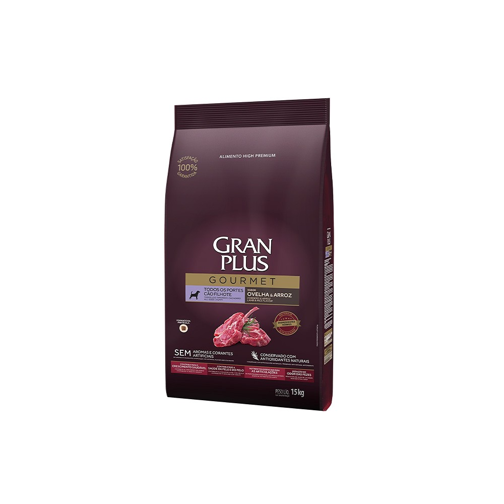 Ração GranPlus Gourmet para Cães Filhotes de todos os Portes sabor Ovelha e Arroz