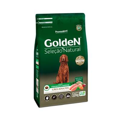 Ração Golden Seleção Natural para Cães Adultos de Portes Médio e Grande sabor Frango & Arroz