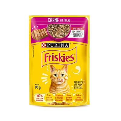 Ração Friskies Sachê para Gatos Adultos sabor Carne ao Molho 85g