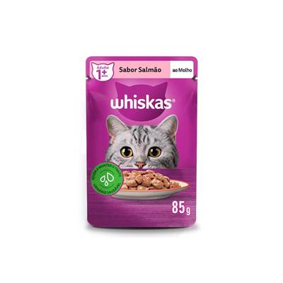 Ração Whiskas Sachê para Gatos Adultos sabor Salmão 85g