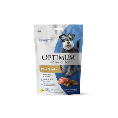 Petisco Optimum Pele e Pelo sabor Salmão e Linhaça para Cães Adultos 80g