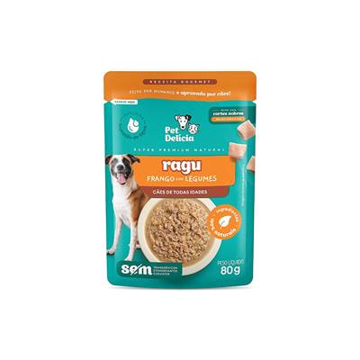 Sachê Natural Pet Delícia Ragu de Frango com Legumes para Cães 80g
