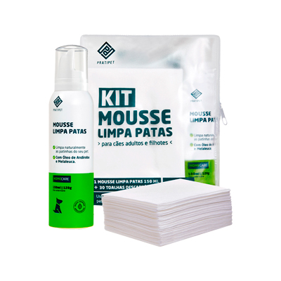 Kit Limpa Patas Pratipet Mousse e Toalhas 1 unidade