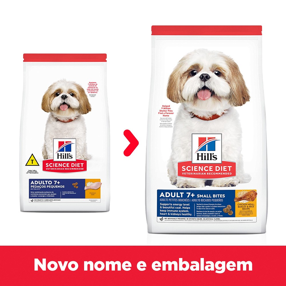 Ração Hill's Science Diet Adulto 7+ Pedaços Pequenos para Cães Idosos Sabor Frango