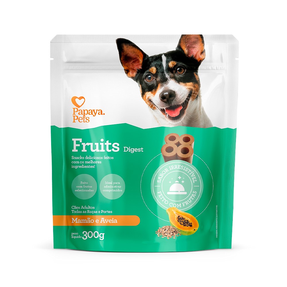 Snack Papaya Pets Fruits Digest para Cães Adultos Sabor Mamão e