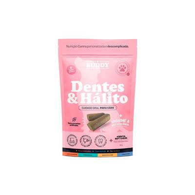 Snack Cuidado Oral Buddy Nutrition Dentes & Hálito Sabor Carne Suína para Cães