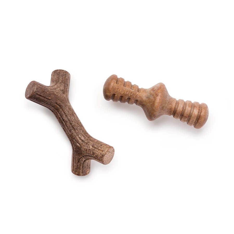 Brinquedo Benebone para Filhotes Tiny 2-Pack Map+Zag sabor Bacon
