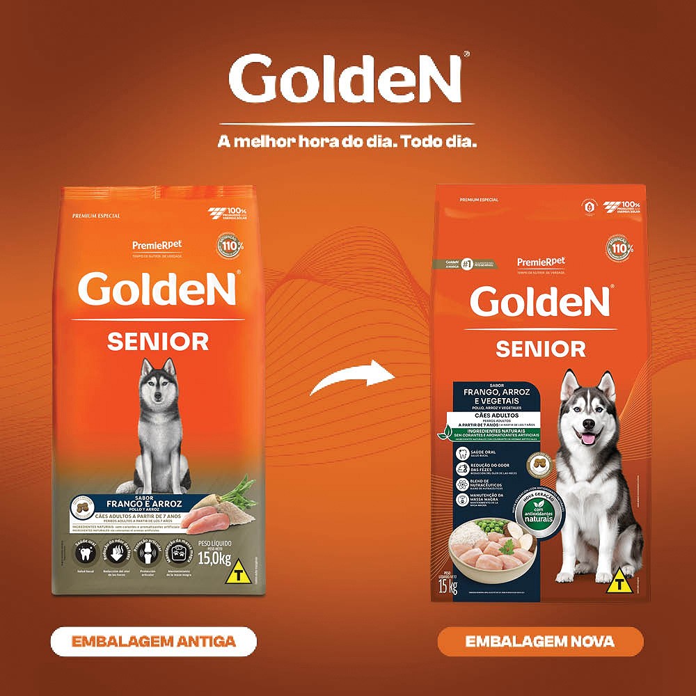 Ração Golden para Cães Sênior sabor Frango & Arroz