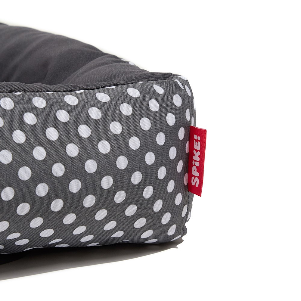 Cama Spike Quadrada Polka Cinza para Cães e Gatos