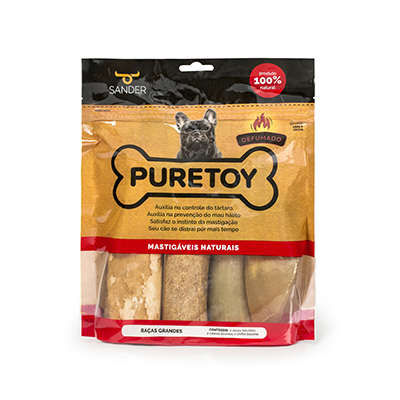 Kit Puretoy com Ossos, Cascos e Chifre Defumados para Cães de Porte Grande U