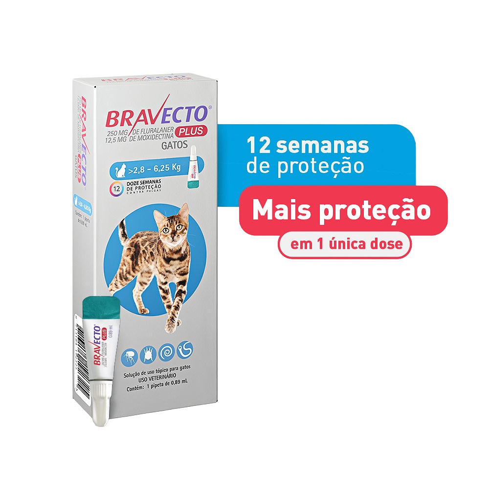 Antipulgas Bravecto Transdermal Plus para Gatos - 1 Pipeta de 250mg