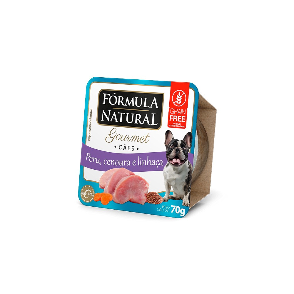 Ração Úmida Fórmula Natural Fresh Meat Gourmet para Cães Adultos Sabor Peru, Cenoura e Linhaça 70g