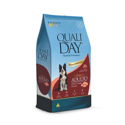 Ração Qualiday para Cães Adultos Sabor Carne, Frango e Arroz 15kg