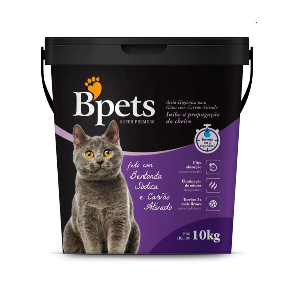 Areia Higiênica Bpets Carvão Ativado para Gatos