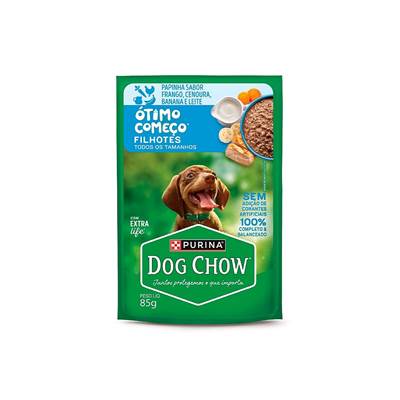 Ração Úmida Dog Chow Ótimo Começo Papinha para Cães Filhotes Sabor Frango, Cenoura, Banana e Leite