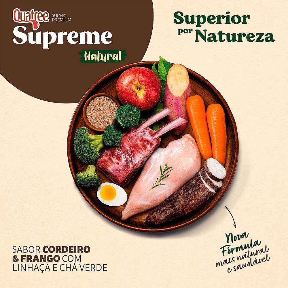 Ração Quatree Supreme para Cães Sênior +7 De Porte Médio e Grande Sabor Cordeiro e Arroz